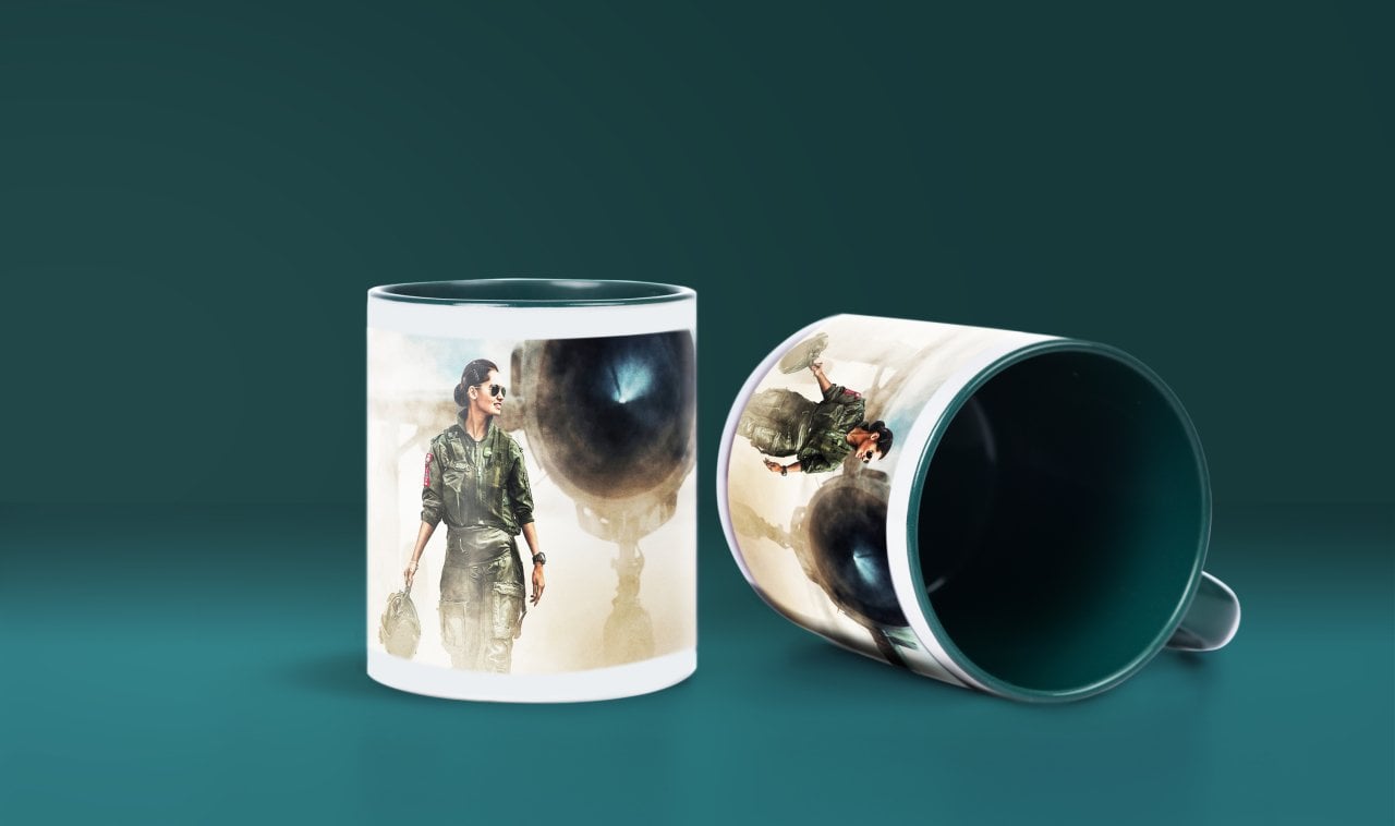 Kasklı Pilot Bayan Baskılı Yeşil Bardak (Model-16)