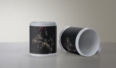 Bordo Bereli Asker Baskılı Beyaz Bardak (Model-22)