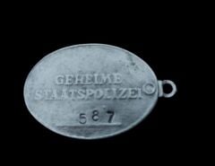 5x3 cm. Ww2 Almanya Gümüş Kaplama Gestapo Metal Kimlik Diski (Künye)