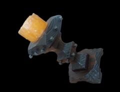 20 cm. Metal Parçacıklı Ahşap El Oyması Şamdan (20.Yüzyıl)