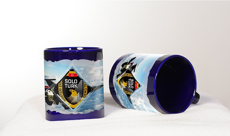 Solo Türk - Uçak Baskılı Mavi Bardak (Model-6)