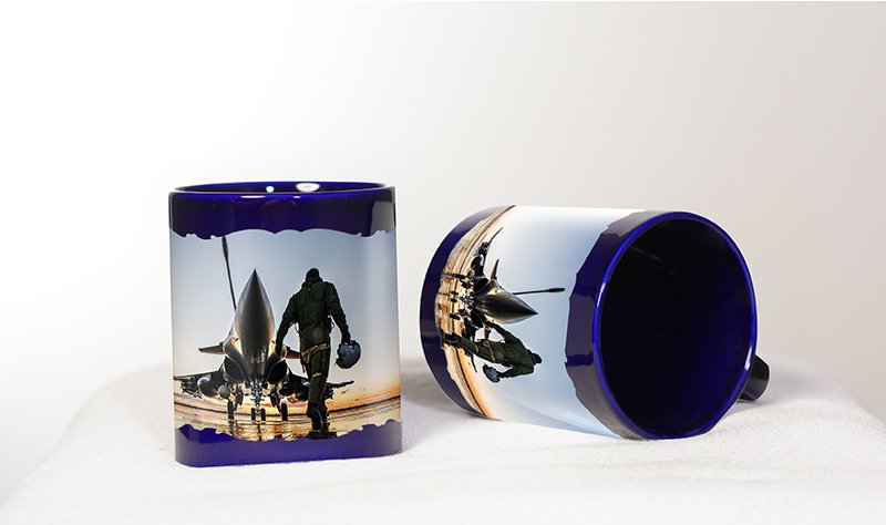 Uçağına Giden Pilot Baskılı Mavi Bardak (Model-11)