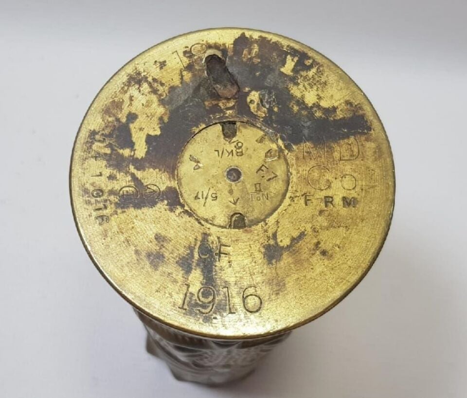 1916 Tarihli Ww1  Top Mermisi Kovanı Siper Sanatı