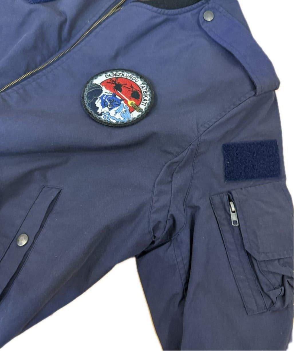 Lacivert Renk Orjinal Yanmaz Kumaş Pilot Mont Unisex (50 Beden-M-L)+Denizkurdu Tatbikat Peçi