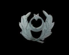 4x3.7 cm.Ww1 ve Kurtuluş Savaşında  Kullanılmış Türk Subay Metal Şapka Kokartı