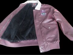 Bordo-Kahve Renk S. Deri Pilot Mont Miflonlu  Unisex (XL Beden) Sıfır Ürün