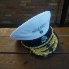 Ww2 Alman Kriegsmarine Siperli Amiral Şapka (55-59 Numara) Sarı Simli Sakındırak