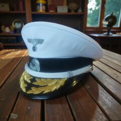 Ww2 Alman Kriegsmarine  Siperli Amiral Şapka (55-59 Numara) Beyaz Örgü Sakındırak