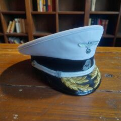 Ww2 Alman Kriegsmarine  Siperli Amiral Şapka (55-59 Numara) Beyaz Örgü Sakındırak