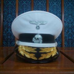 Ww2 Alman Kriegsmarine  Siperli Amiral Şapka (55-59 Numara) Beyaz Örgü Sakındırak