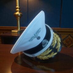 Ww2 Alman Kriegsmarine  Siperli Amiral Şapka (55-59 Numara) Beyaz Örgü Sakındırak