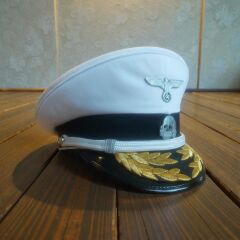 Ww2 Alman Kriegsmarine  Siperli Amiral Şapka (55-59 Numara) Beyaz Örgü Sakındırak