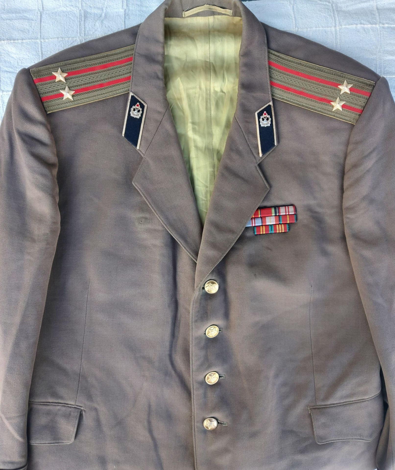 Sovyet Askeri Müh. Yrb. Rütbe Takım Elbise (XL Beden)+8'li Şerit Rozet Barı