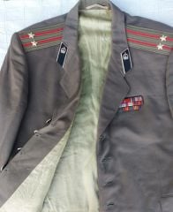 Sovyet Askeri Müh. Yrb. Rütbe Takım Elbise (XL Beden)+8'li Şerit Rozet Barı