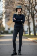 Haki Renk Kürk Kulaklıklı Su Geçirmez Kanvas Kumaş Kış Şapkası  Unisex (55 Numara)