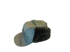 Haki Renk Kürk Kulaklıklı Su Geçirmez Kanvas Kumaş Kış Şapkası  Unisex (55 Numara)