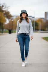 Haki Renk Kürk Kulaklıklı Su Geçirmez Kanvas Kumaş Kış Şapkası  Unisex (55 Numara)