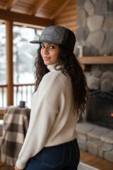 Haki Renk Kürk Kulaklıklı Su Geçirmez Kanvas Kumaş Kış Şapkası  Unisex (55 Numara)