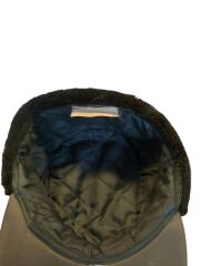 Haki Renk Kürk Kulaklıklı Su Geçirmez Kanvas Kumaş Kış Şapkası  Unisex (55 Numara)