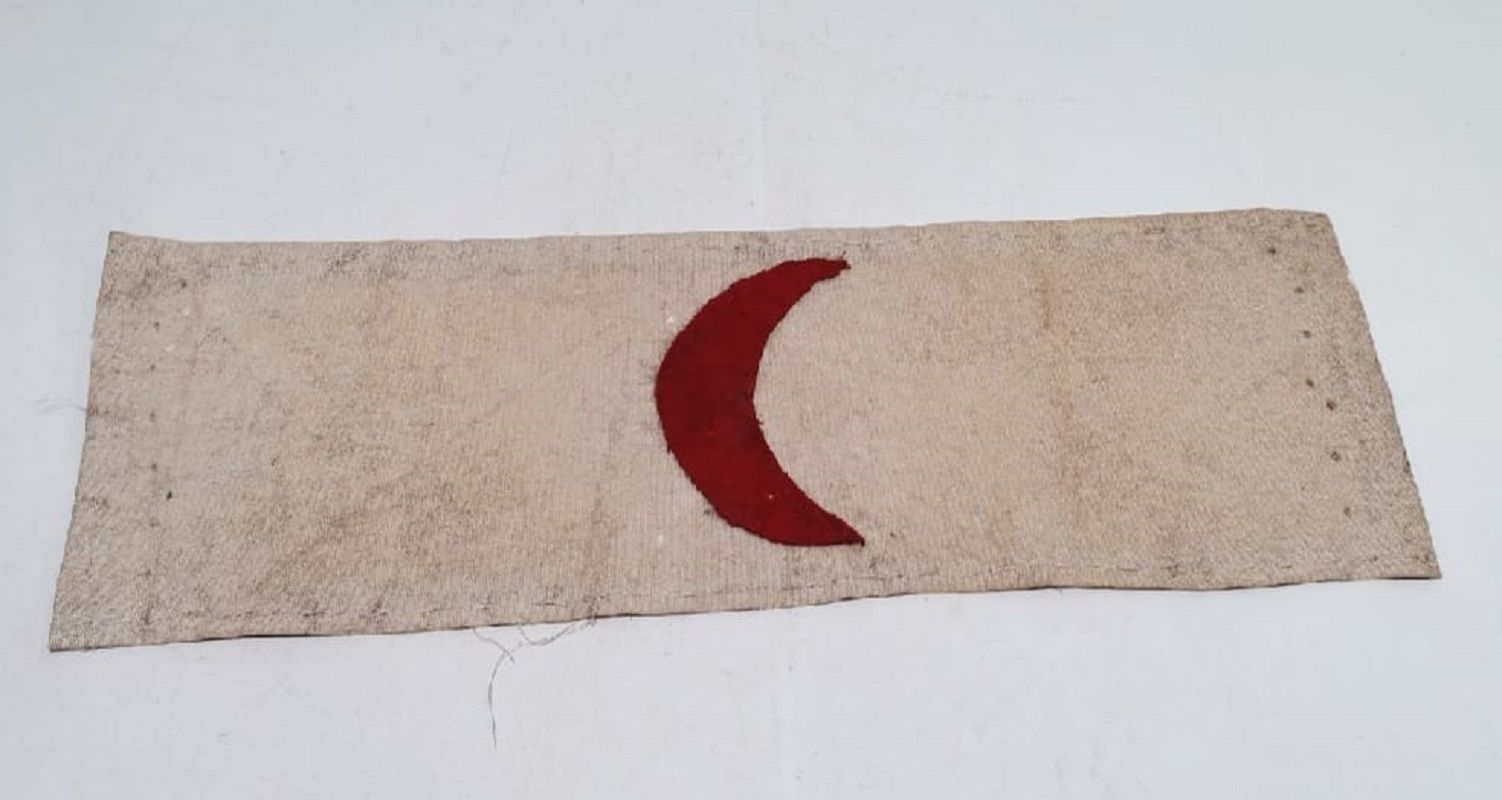 50x15 cm.Çanakkale Savaşı Hilal-i Ahmer Kol Bandı (Damgalı)