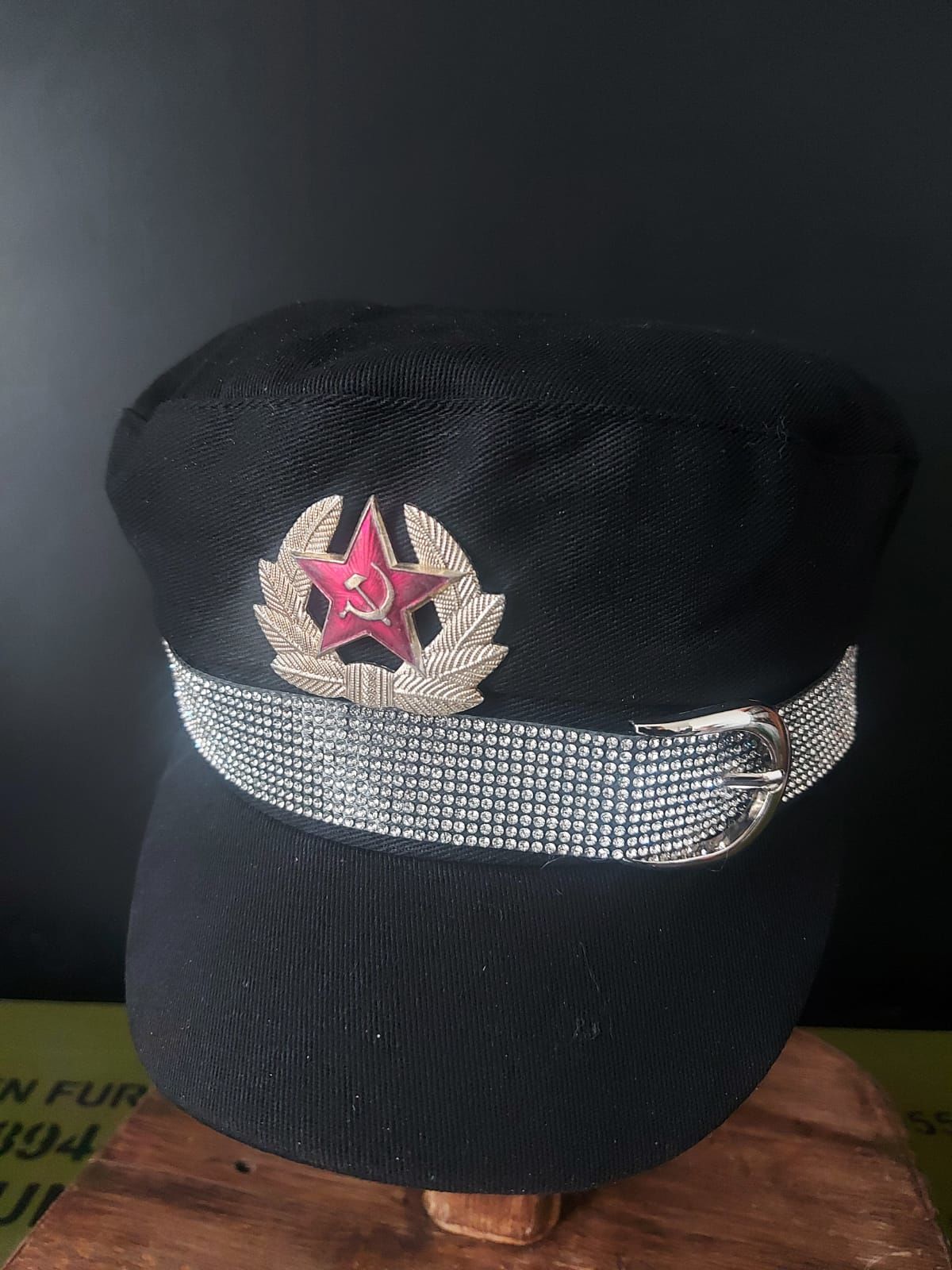 Military Fashion Bayan Şapka (Taşlı Tokalı Sakındırak+Metal Sovyet Kokart)