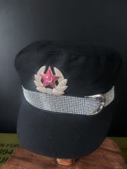 Military Fashion Bayan Şapka (Taşlı Tokalı Sakındırak+Metal Sovyet Kokart)