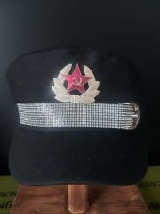 Military Fashion Bayan Şapka (Taşlı Tokalı Sakındırak+Metal Sovyet Kokart)