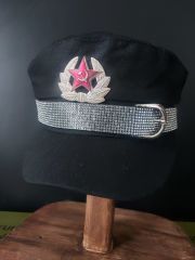 Military Fashion Bayan Şapka (Taşlı Tokalı Sakındırak+Metal Sovyet Kokart)