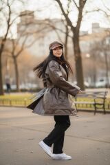 Military Fashion S. Deri Kürk Yaka Pardesü (Mont-Gocuk) S Beden + Bere-Şapka + Dönem Kulaklık (Sıfır Ürünler)