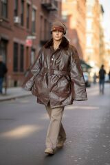 Military Fashion S. Deri Kürk Yaka Pardesü (Mont-Gocuk) S Beden + Bere-Şapka + Dönem Kulaklık (Sıfır Ürünler)