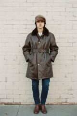 Military Fashion S. Deri Kürk Yaka Pardesü (Mont-Gocuk) S Beden + Bere-Şapka + Dönem Kulaklık (Sıfır Ürünler)