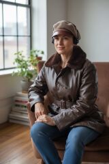 Military Fashion S. Deri Kürk Yaka Pardesü (Mont-Gocuk) S Beden + Bere-Şapka + Dönem Kulaklık (Sıfır Ürünler)