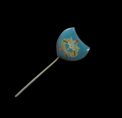 1.5x1.5 cm. Eski Dönem Kuleli İğneli Rozet