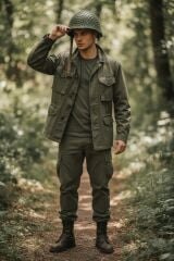 Haki Renk Fileli Alman VDN (Amerikan M1) Çelik Başlık-7 (Almanya Orjinal İthal Ürün)