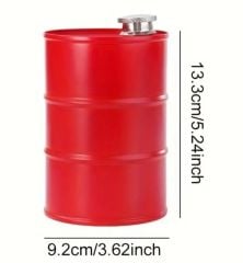 750 ml. Büyük Kapasiteli Benzin Varili Formunda Haki Renk 304 Paslanmaz Matara