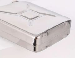 Paslanmaz Çelik Vidalı Kapak Benzin Bidonu Formunda  Cep Matarası (Krom Renk)