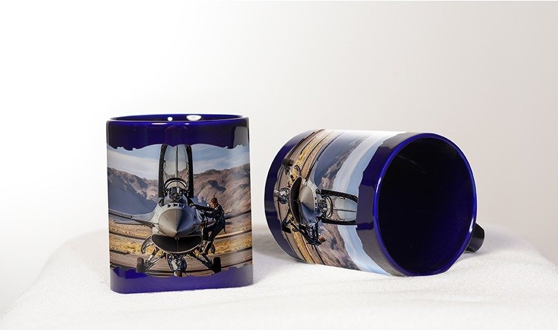 Uçağına Binen Pilot Baskılı Mavi Bardak (Model-27)