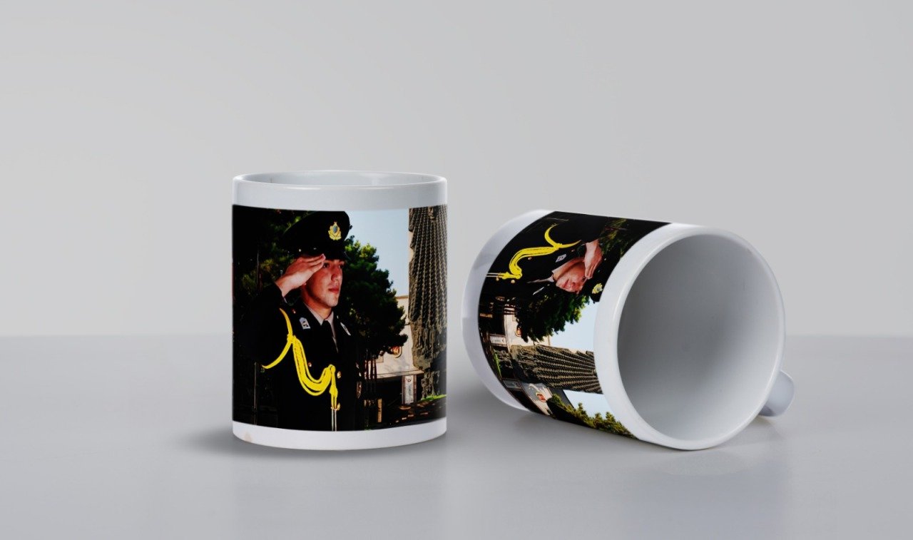 Selam Veren Harbiyeliler Baskılı Beyaz Bardak (Model-29)