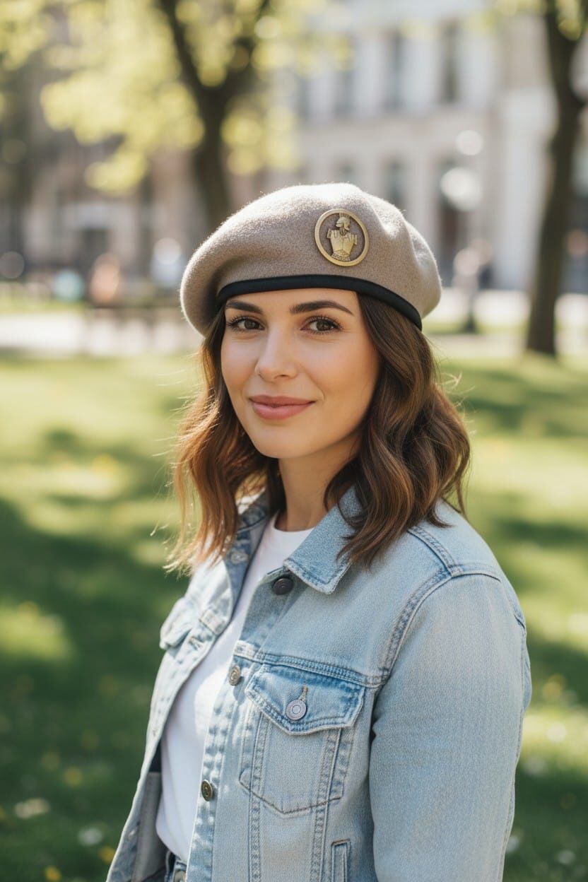 Kahverengi Fransız Metal Kokart Bere Unisex (54-55 Numara)