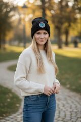 Siyah Renk Hava Kuvvetleri Nakış Armalı Bere