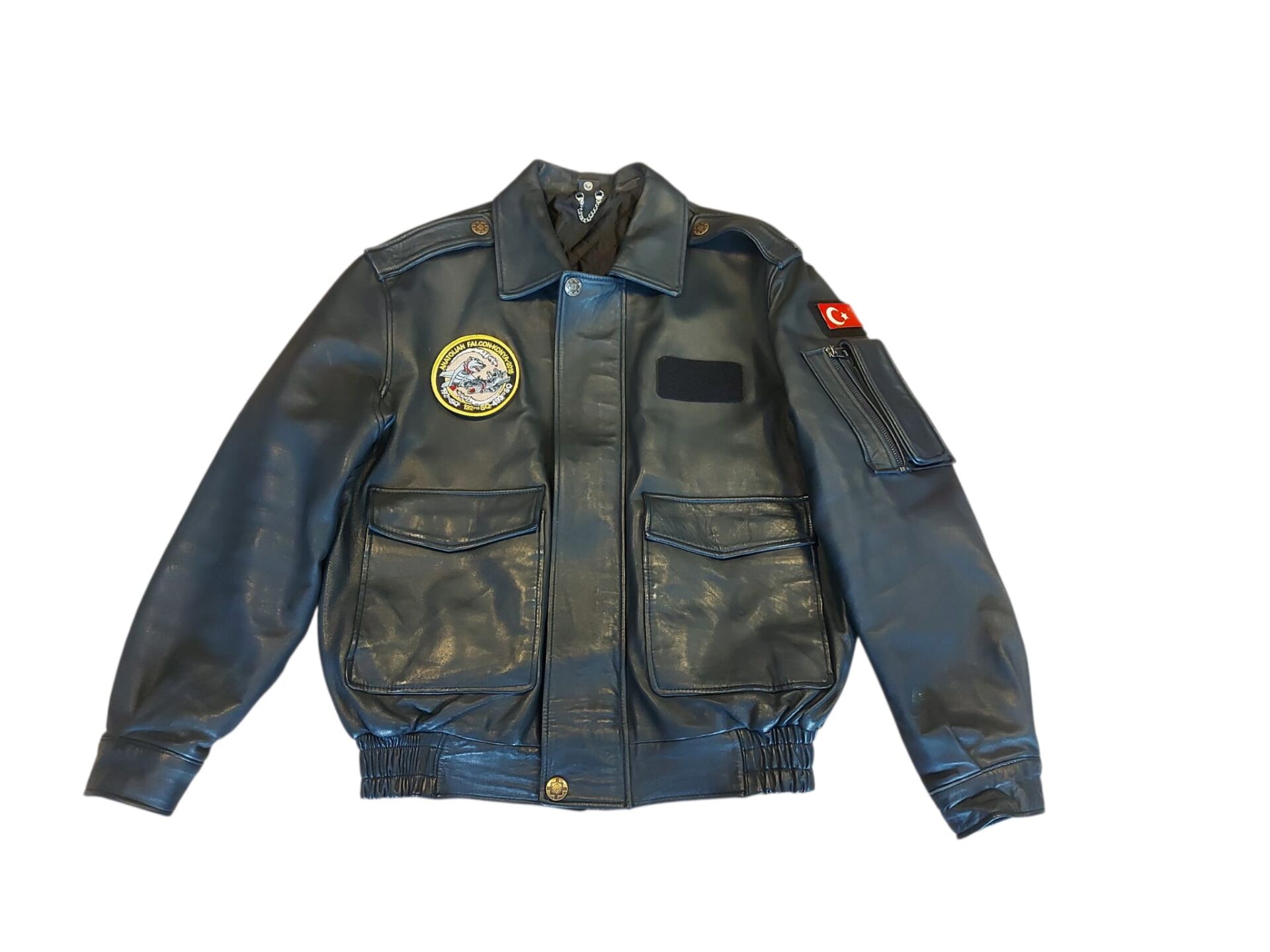 Siyah Renk Hakiki Deri Pilot Mont (M-L Beden)