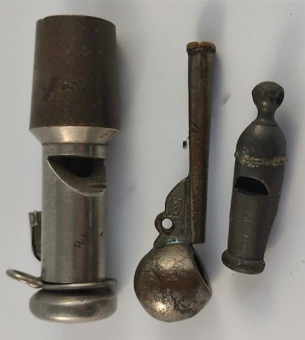 3 Adet Demiryolları Metal Düdük Lotu (10 cm.-9 cm.-6 cm.)