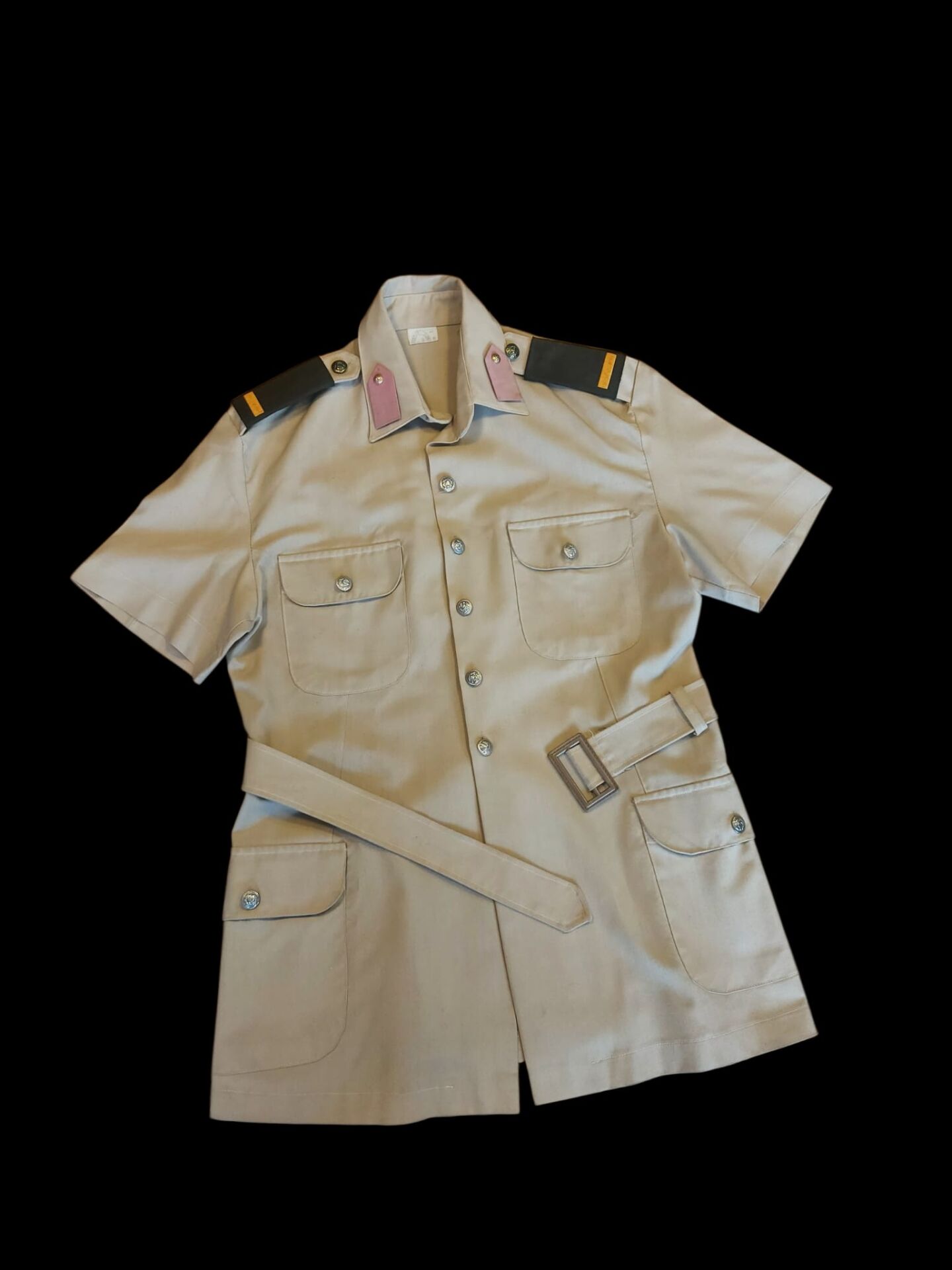 1980'ler Levazım Atğm. Kuşaklı Yazlık Safari Gömlek (S-M Beden)