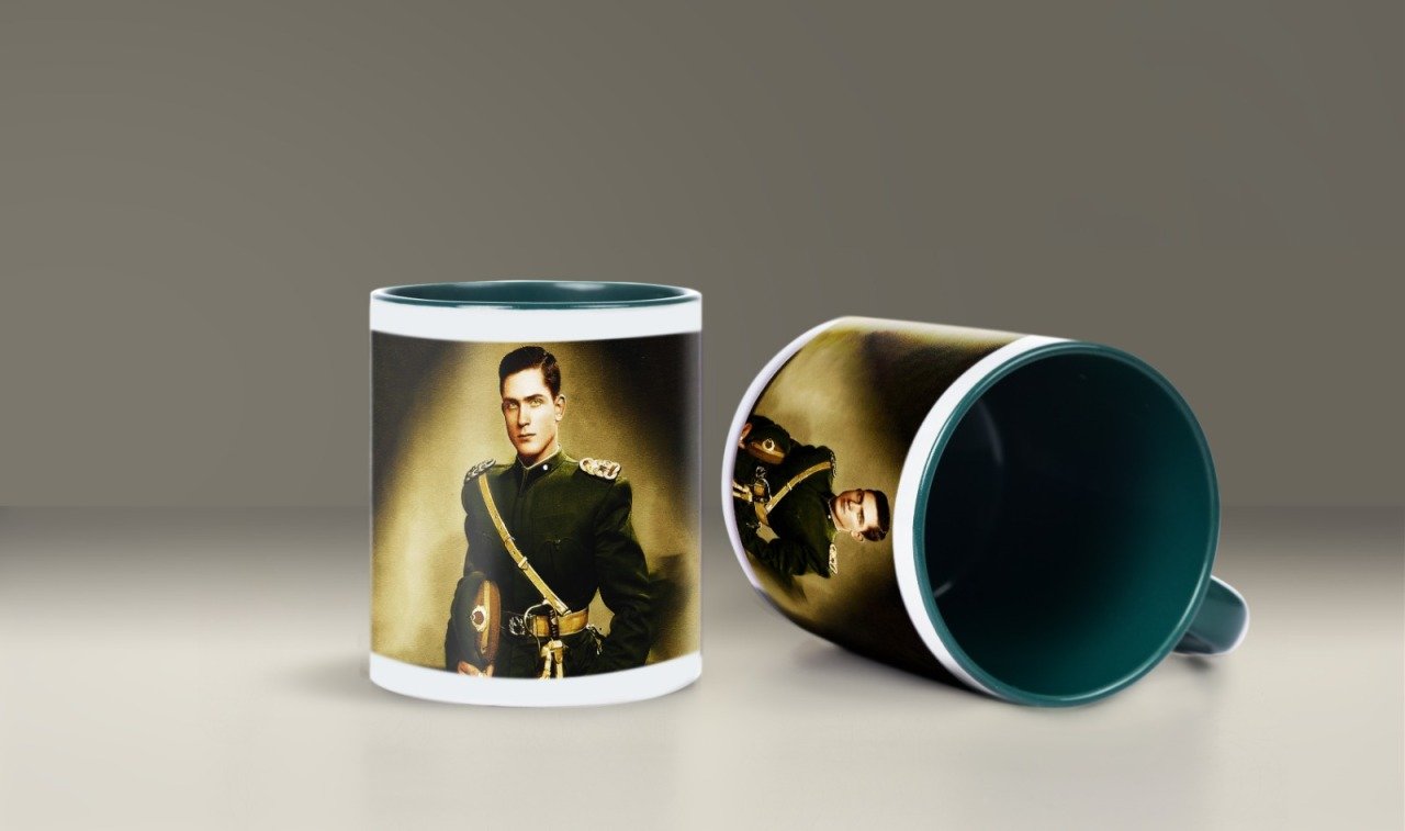 1940'Ların Yeni Mezun Subayı Baskılı Yeşil Bardak (Model-39)