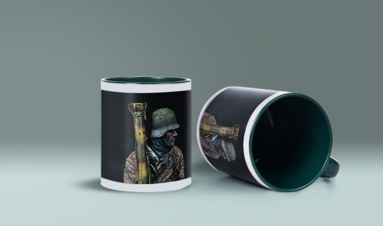 Roket Tutan Asker Baskılı Yeşil Bardak (Model-42)