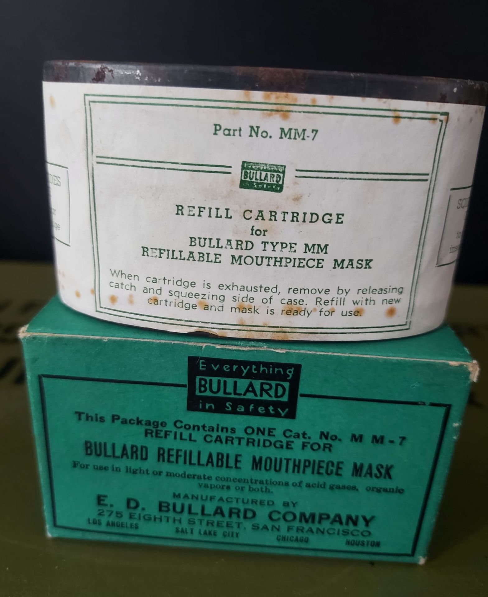 1898-1930 ABD Bullard MM-7 Gaz Maskesi Filitresi (Kolleksiyon Ürünü)