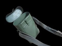 13.5x5x22 cm. Yugoslav Halk Ordusu Kimyasal Dedektör Seti Askılı Metal Taşıma Kutusu