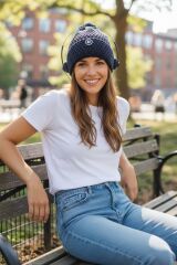 Military Fashion Ww2 Alman Kokartlı Siyah Renk Kulaklı Yün Bere+Vintage Kulaklık Kombini