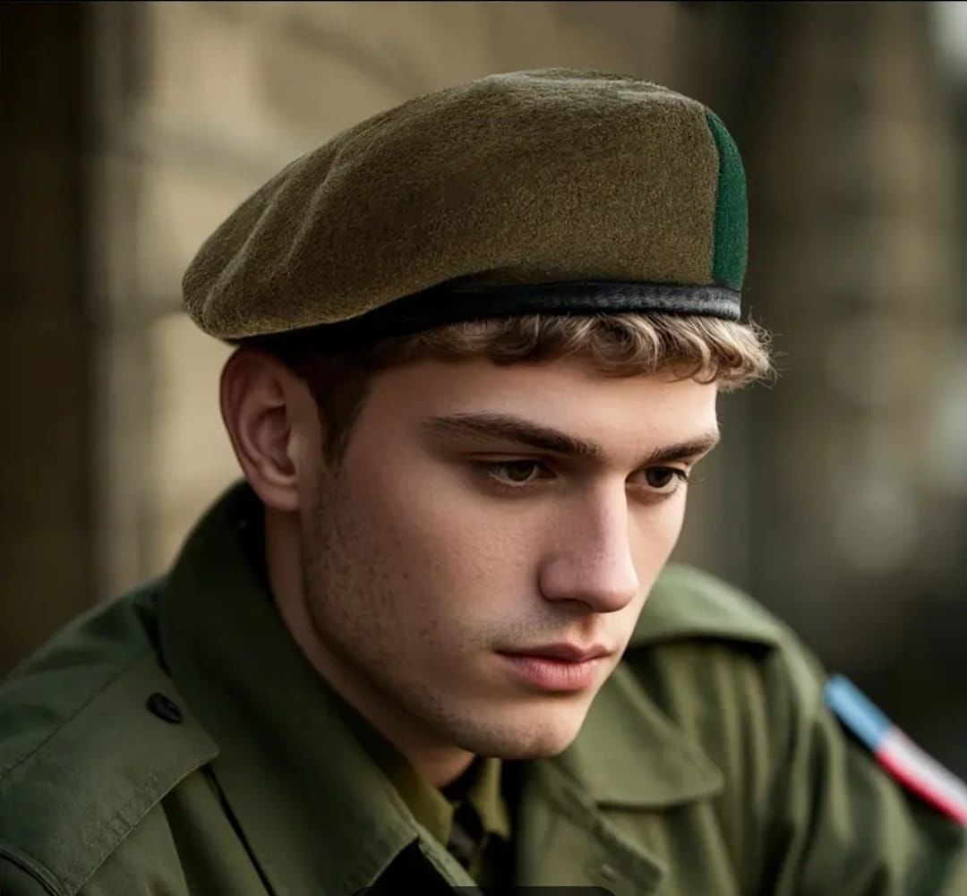 Military Fashion Unisex Kahverengi Kaşe Kumaş +Yeşil Kumaş Kokart (Ayarlanabilir)