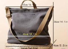 43x14x36 cm. Haki Baskılı Kanvas Tote Çanta Unisex